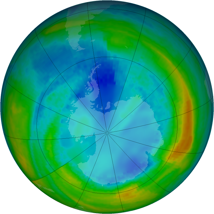 Antarctic ozone map for 18 August 2004
